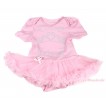 Valentine's Day Light Pink Baby Bodysuit Pettiskirt & Sparkle Rhinestone Daddy's Princess Print JS4304